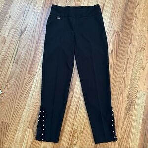 Lisette Black Pants with Bedazzled Hem Detail size 4